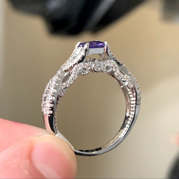 Ring Bomb Party Amethyst and White Topaz Ring - Size 9 - Picture 4 of 9